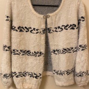 Cardigan Cashmere Sweater with Stud Heart Pin